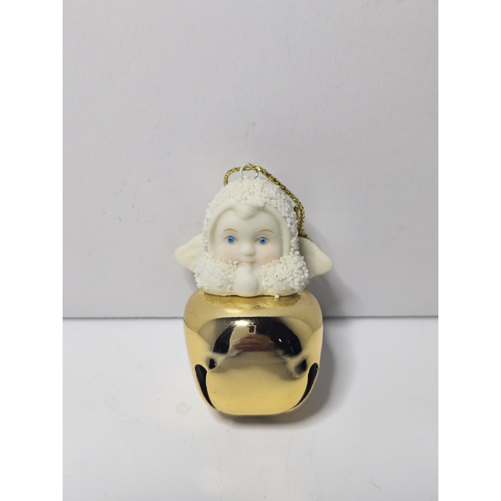 Dept 56 Snowbabies Jingle Bell Jinglebaby Christmas Angel Ornament Gold Bell
